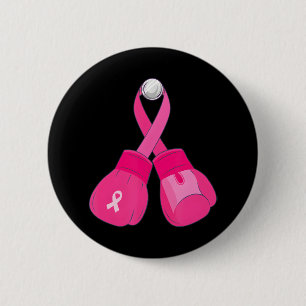 Roze Bokshandschoenen Borstkankerbewustzijn Schatt Ronde Button 5,7 Cm
