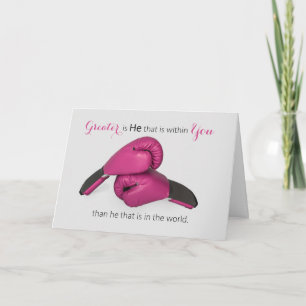 Roze Bokshandschoenen Schriftkanker Aanmoediging Kaart
