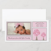 Roze bomen Baby Girl Hartelijk dank Bedankkaart (Voorkant / Achterkant)