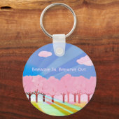 Roze bomen breken uit sleutelhanger (Voorkant)