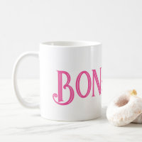 Roze Bonjour Witte Koffie Mok