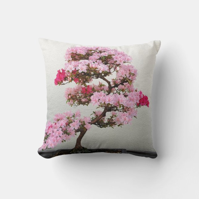 Roze Bonsai-boom Kussen (Voorkant)