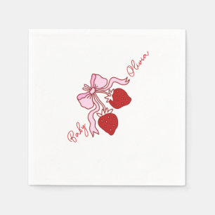 roze boog aardbei Meisje Baby shower Servet