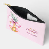 Roze boog ananas tropisch monogram bruidsmeisje etui (Open)