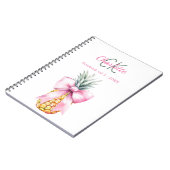 Roze boog ananas tropisch monogram notitieboek (Linkerzijde)