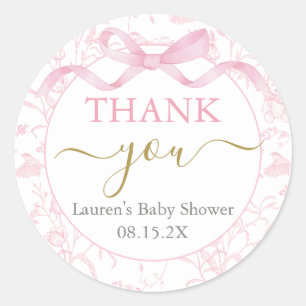 roze boog Baby shower meisje Ronde Sticker