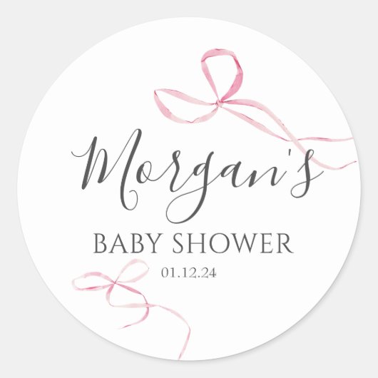 Roze boog baby shower sticker (Voorkant)
