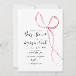 Roze boog baby shower uitnodiging, baby meisje dou kaart