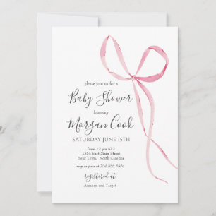Roze boog baby shower uitnodiging, baby meisje dou kaart