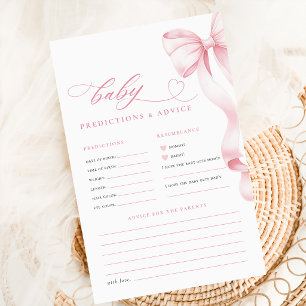 Roze Boog Baby Shower Voorspellingen & Advieskaart