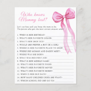 Roze boog baby shower Wie weet mama beste spel