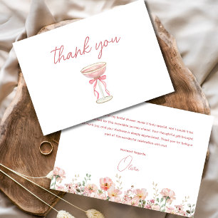Roze Boog Bloemblaadjes & Prosecco Blush Bruidsdin Bedankkaart