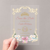  Roze Boog Bloemen Quinceanera Save the Date Acryl Uitnodigingen (Insitu (Draagbaar))