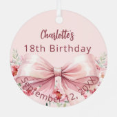 Roze boog bloemen verjaardag metalen ornament (Achterkant)