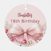 Roze boog bloemen verjaardag metalen ornament (Voorkant)