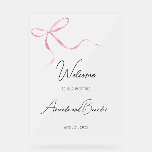 Roze boog Bruiloft Welkom Frosted Acryl Sign Acryl Bord (Voorkant)