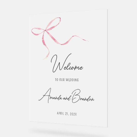Roze boog Bruiloft Welkom Frosted Acryl Sign Acryl Bord (Hoek)
