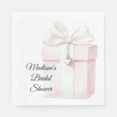 Roze Boog Cadeau Hart Charme Bruidsdouche Servet (Voorkant)