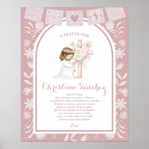 Roze Boog Cielito Lindo Meisje Eerste Heilige Comm Poster