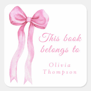 Roze boog - Dit boek is van Vierkante Sticker