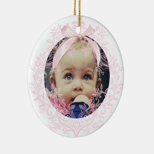 roze boog Doopsel dank u Keramisch Ornament (Rechts)