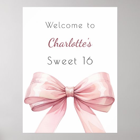 Roze boog elegant Sweet 16 welkom Poster (Voorkant)