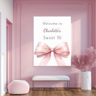 Roze boog elegant Sweet 16 welkom Poster