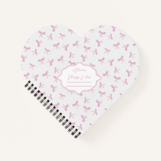 Roze boog Frilly Coquette gepersonaliseerd hart Notitieboek