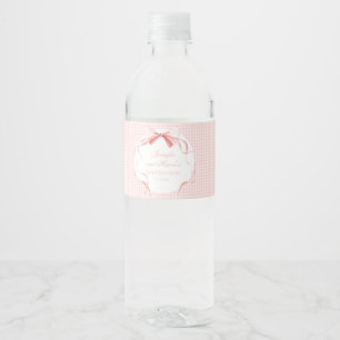 Roze boog gingham baby shower waterflesetiketten waterfles etiket