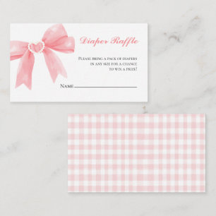 Roze boog gingham preppy baby shower Luier Raffle Informatiekaartje