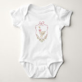 Roze boog Goose Crest Baby meisje douche Romper (Voorkant)