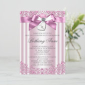 Roze Boog Kruis Eerste Communie Kaart (Staand voorkant)