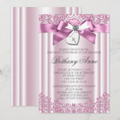 Roze Boog Kruis Eerste Communie Kaart (Voorkant / Achterkant)