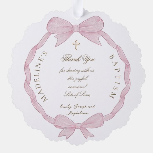 roze boog lijst Doop dank u Ornament Kaart (Achterkant)