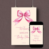 Roze boog lint baby shower elegant welkomstbord poster