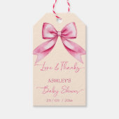 Roze boog lint baby shower schattig dank u gunst cadeaulabel (Voorkant)
