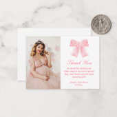 roze boog meisje baby shower foto dank u notitiekaartje (Voorkant / Achterkant in situ)