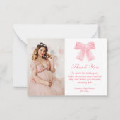 roze boog meisje baby shower foto dank u notitiekaartje (Voorkant)