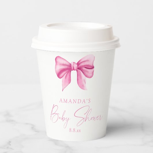 ROZE BOOG meisje Baby shower Papieren Bekers (Voorkant)