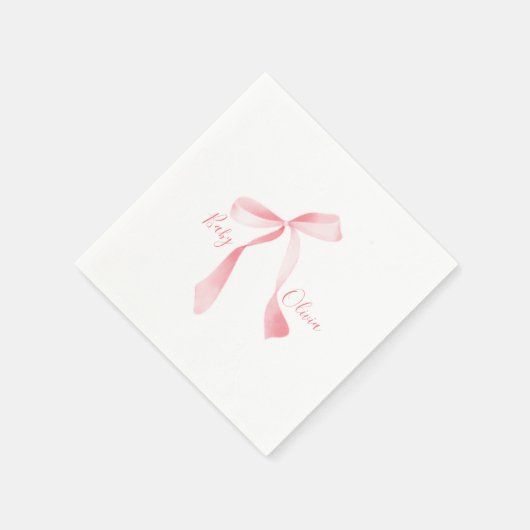 roze boog Meisje Baby shower Servet (Hoek)