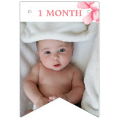 Roze boog mijlpaal banner, 12 maanden, verjaardag vlaggetjes (Derde vlag)