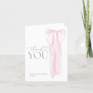Roze boog minimalistisch meisje Baby shower Bedankkaart