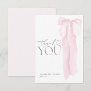 Roze boog minimalistisch meisje Baby shower Bedankkaart