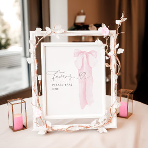 Roze boog minimalistisch meisje Baby shower gunste Poster