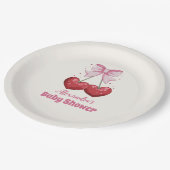 Roze boog minimalistisch meisje Baby shower Papieren Bordje (Gekanteld)