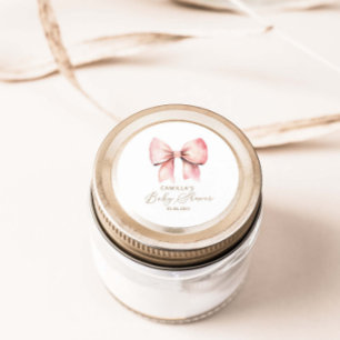 Roze boog minimalistisch meisje Baby shower Ronde Sticker