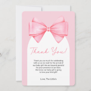 Roze boog Modern Baby shower Dank u kaart