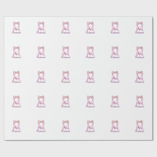 Roze boog monogram bruidsmeisje moderne girly rust cadeaupapier