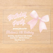 roze boog ontwerp Verjaardag uitnodiging Acryl Uitnodigingen (Voorkant)