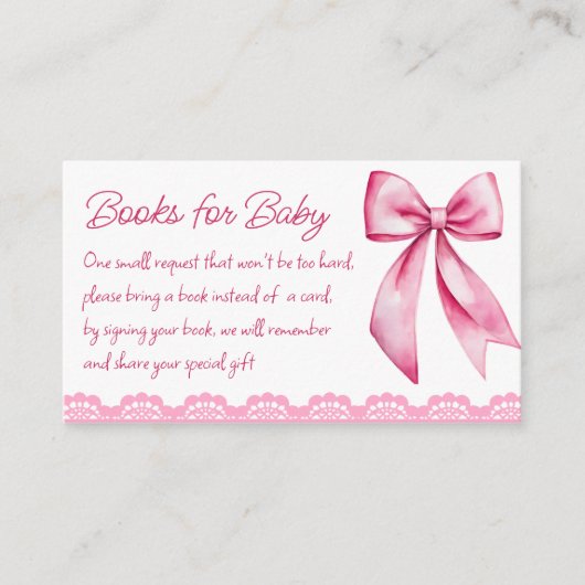 Roze boog retro kant baby shower boeken aanvraag informatiekaartje (Voorkant)